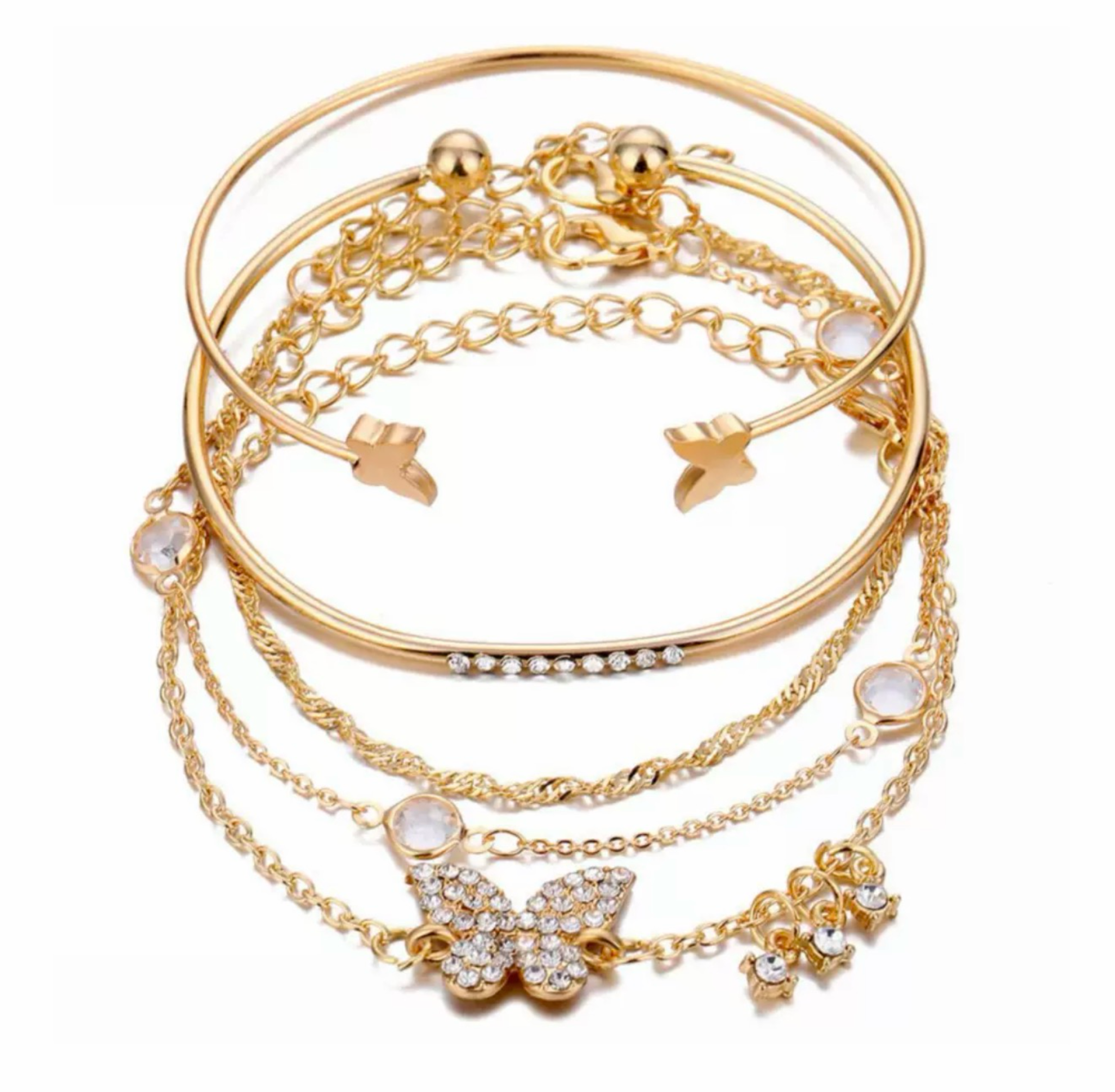 Draped Butterfly Shape Bracelet Set of 5