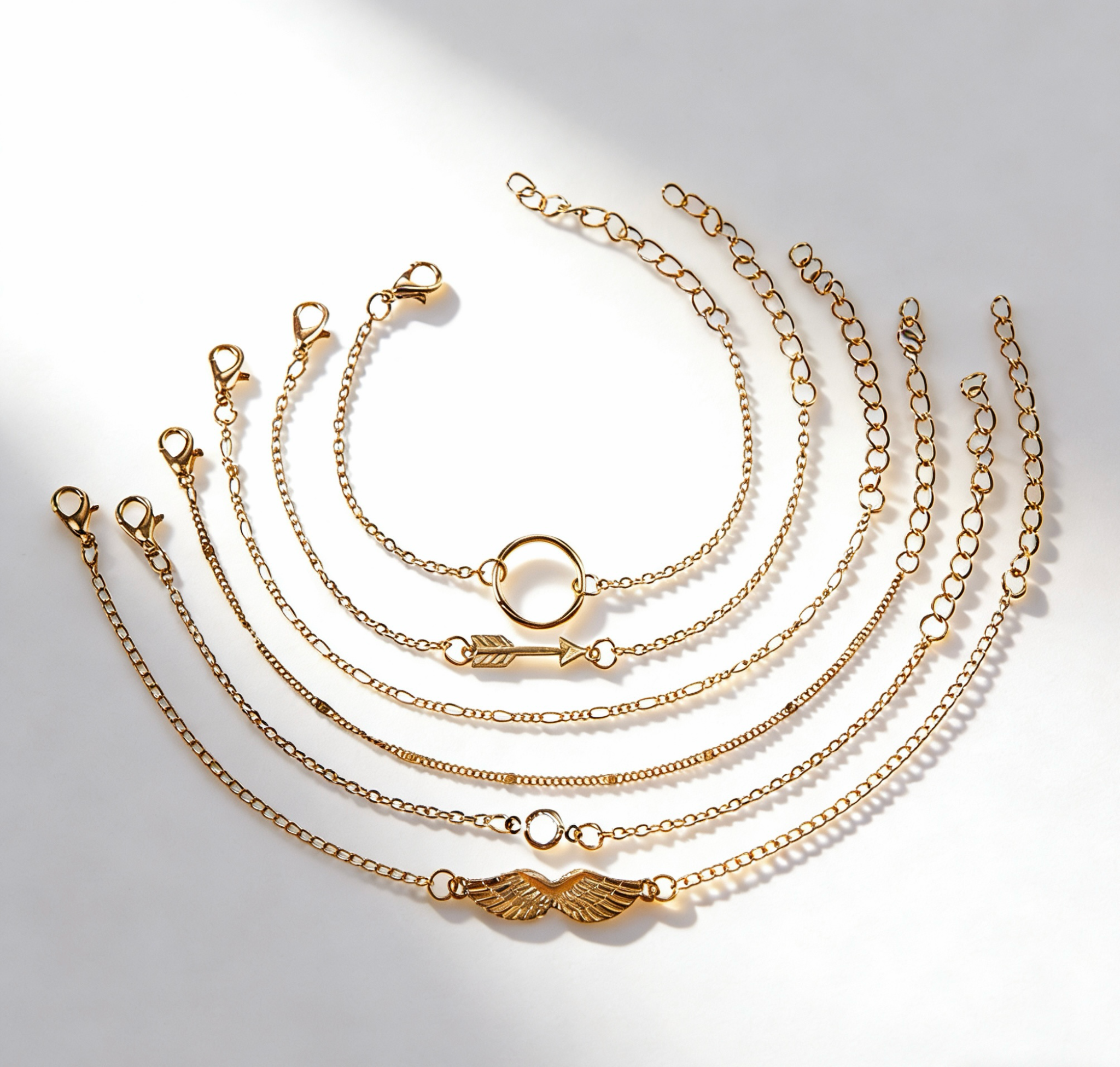 Wing Shaped Lucky Charm Bracelet Set of 6